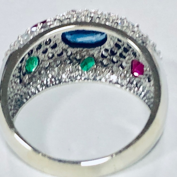 14k Ladies Pave' Diamond, Sapphire, Ruby Emerald - Picture 4 of 5